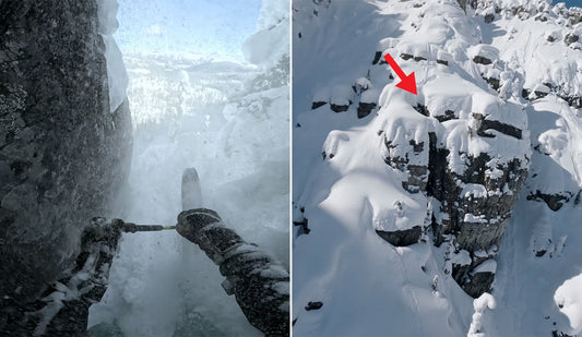 Skier Falls 60 Feet, Insane Footage!